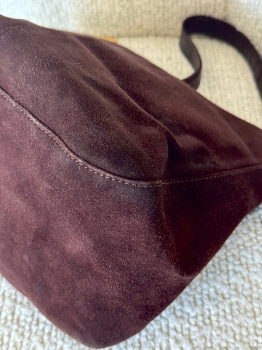 Fendi Suede Fold Over Baguette GHW