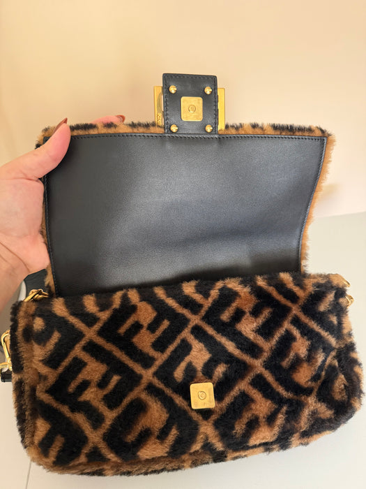 Fendi Shearling Zucca Baguette