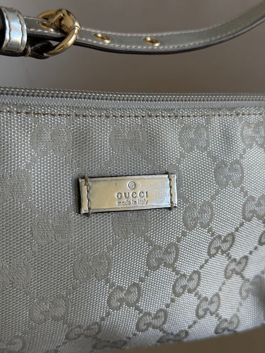Gucci GG Metallic Silver Boat Pochette