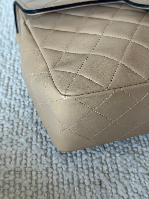 Chanel Square Beige Tier Quilted Flap