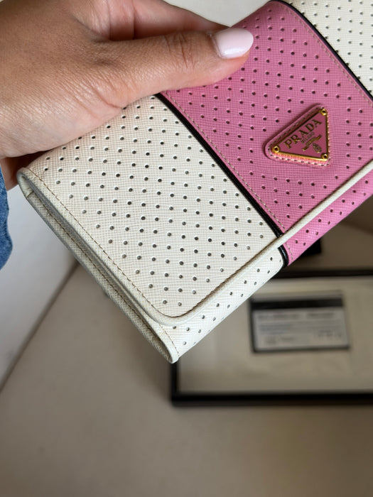 Prada Perforated Saffiano Long Wallet