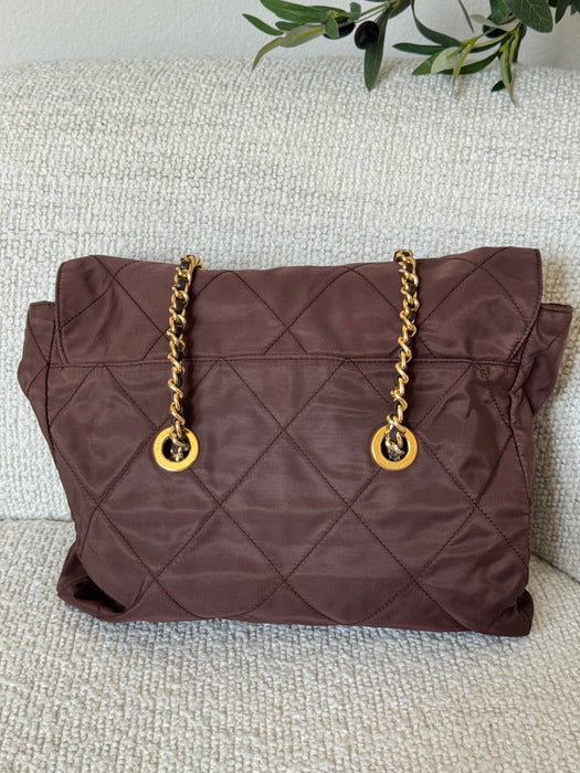 Prada Tessuto Chocolate Bar Chain Bag