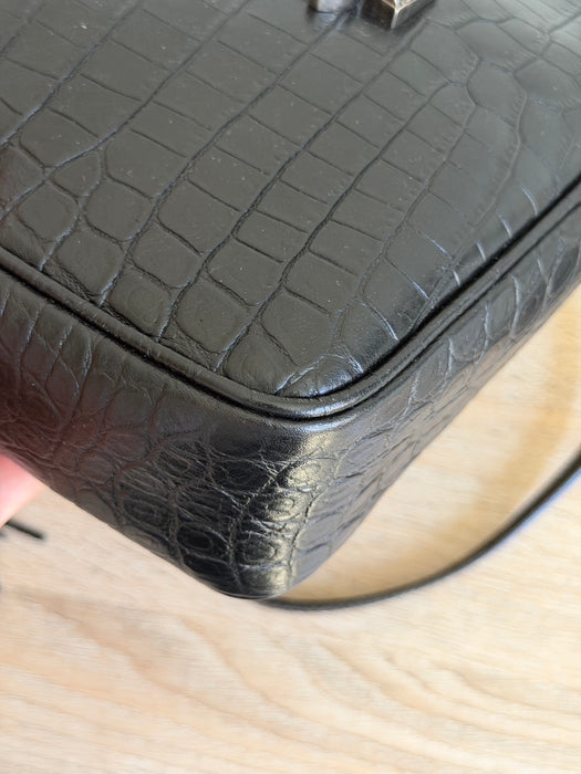 YSL Lou Croc Embossed Camera Crossbody