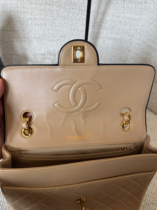 Chanel Square Beige Tier Quilted Flap