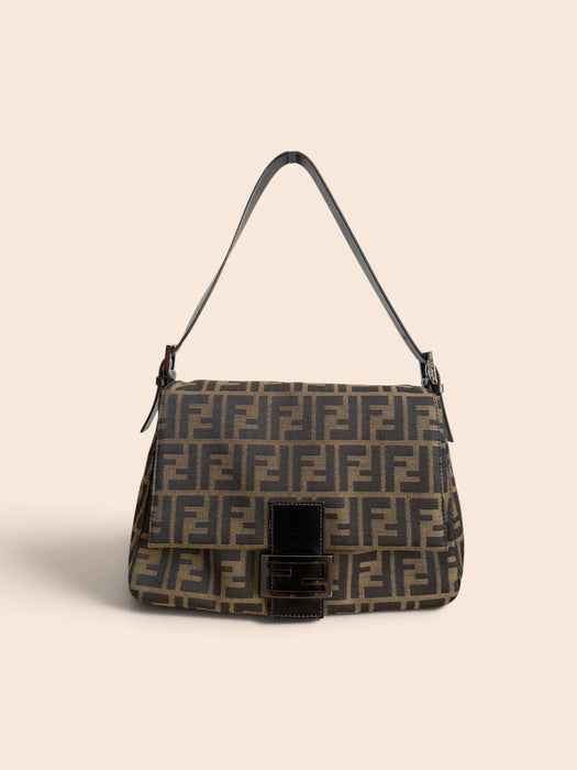 Fendi Zucca Baguette Rare Gunmetal hardware
