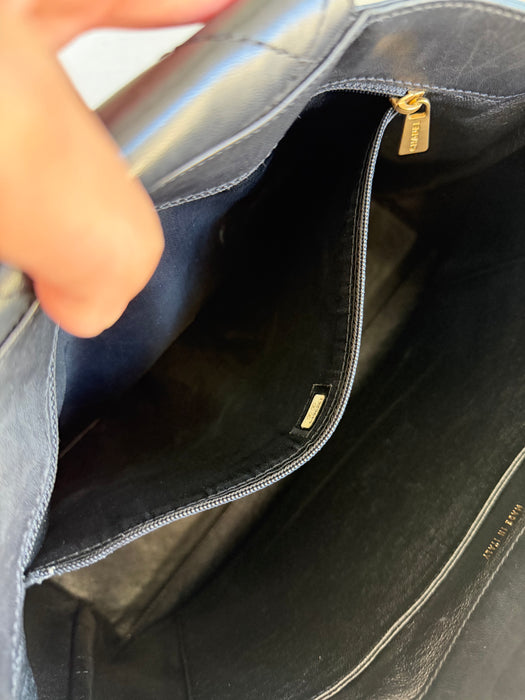 Chanel Quilted CC Mark Wooden Handle Tote