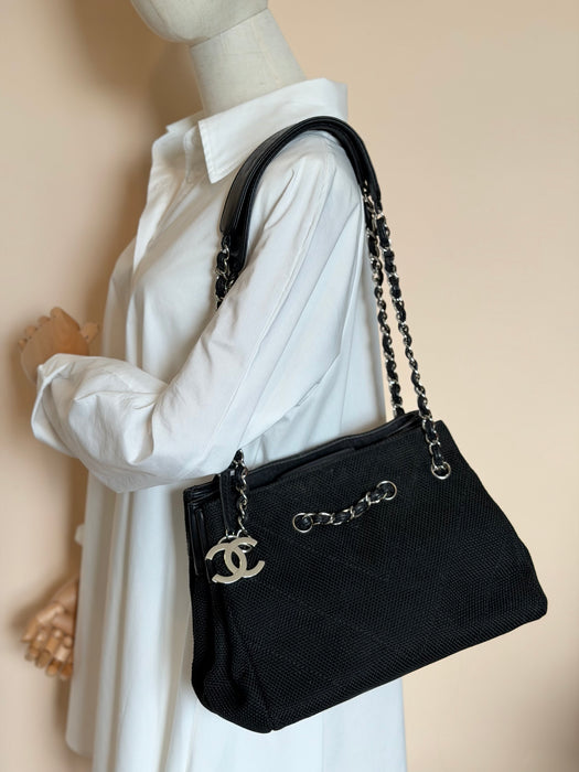 Chanel Chevron V Stitch CC Tote