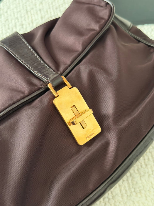 Prada Tesutto Cuero Pano Brown GHW Shoulder