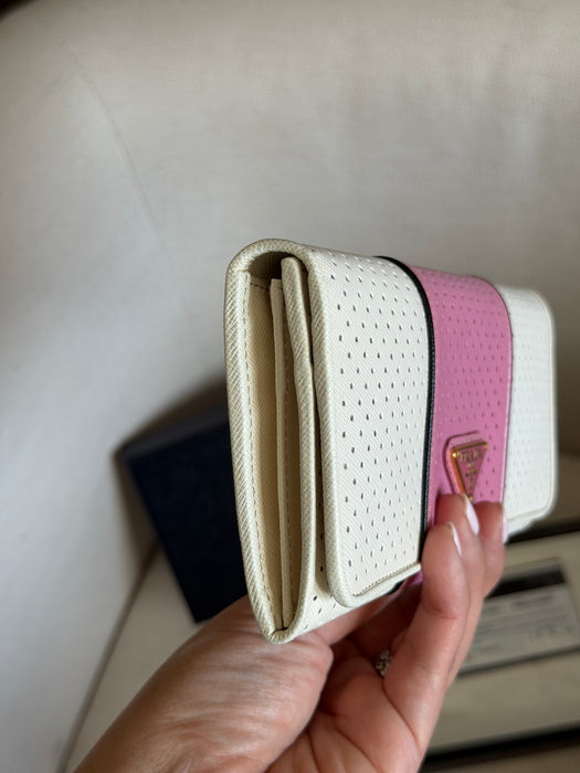 Prada Perforated Saffiano Long Wallet