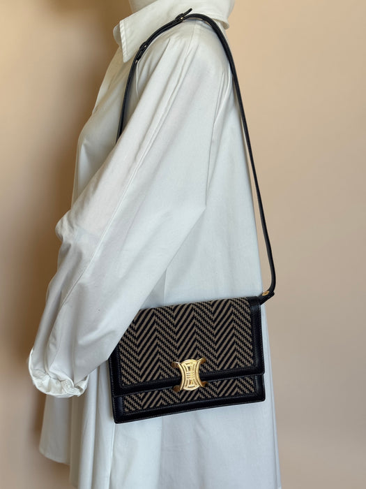 Celine Triomphe Herringbone Tweed