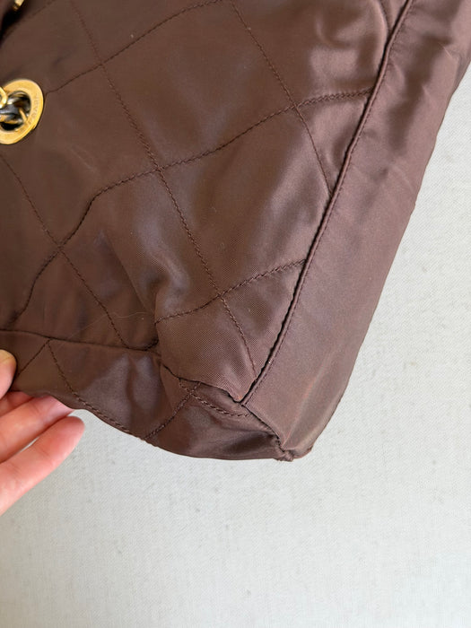 Prada Tessuto Chocolate Bar Chain Bag