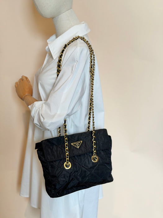 Prada Tessuto Blk/GHW Chain Bag