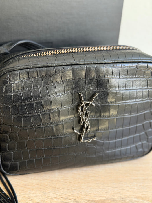 YSL Lou Croc Embossed Camera Crossbody
