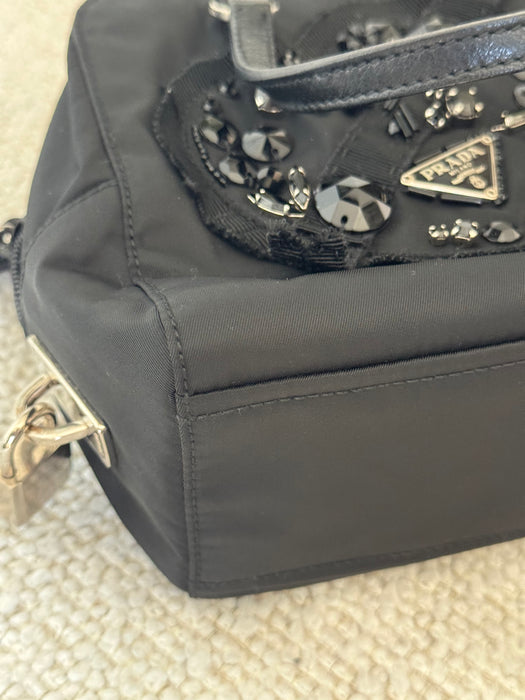 Prada Tessuto Beaded Heart Mini Bauletto
