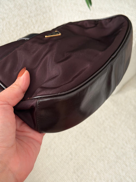 Prada Tesutto Cuero Pano Brown GHW Shoulder