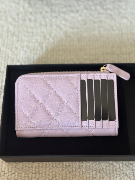Chanel Zip Around Card Holder in Quilted Caviar