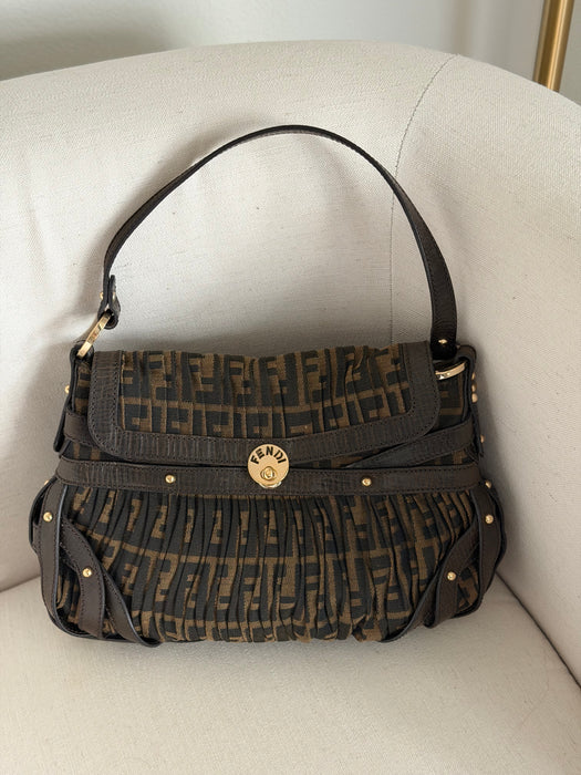 Fendi Zucca Chef Pleated Shoulder Bag