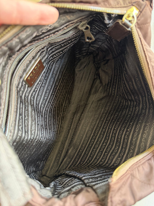 Prada Tessuto Chocolate Bar Chain Bag