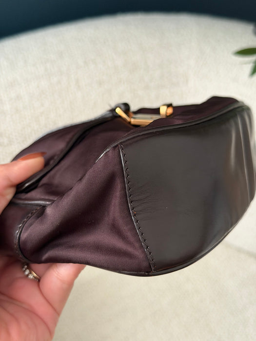Prada Tesutto Cuero Pano Brown GHW Shoulder