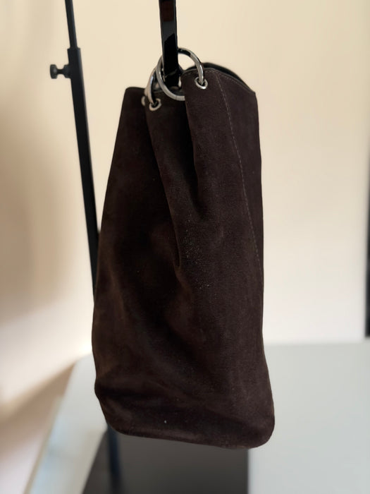 Gucci Brown Suede Hoop