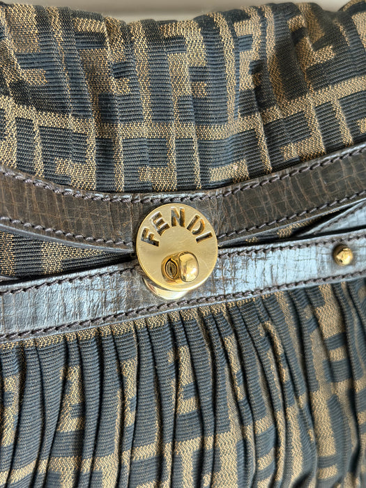 Fendi Zucca Chef Pleated Shoulder Bag