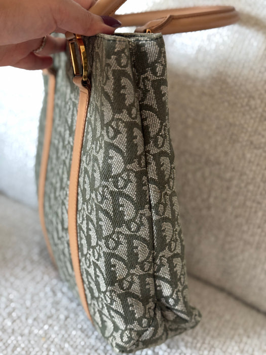 Dior Green Trotter Jacquard Tote