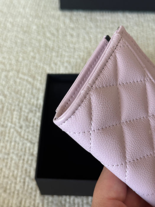 Chanel Zip Around Card Holder in Quilted Caviar