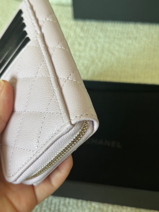 Chanel Zip Around Card Holder in Quilted Caviar