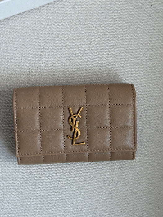 YSL card wallet in beige