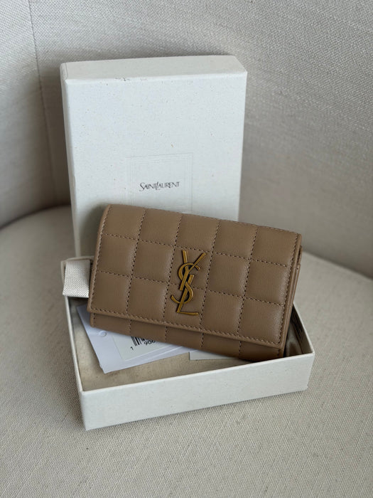 YSL card wallet in beige