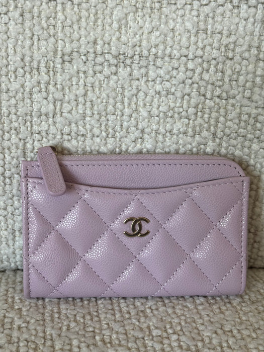 Chanel Zip Around Card Holder in Quilted Caviar