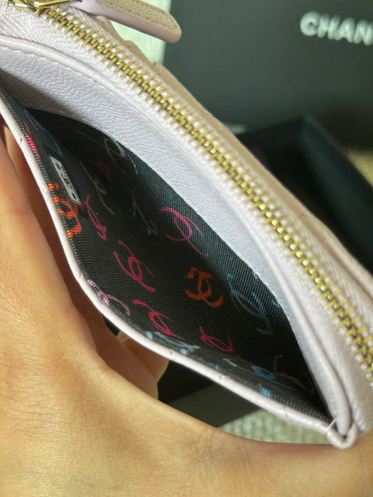 Chanel Zip Around Card Holder in Quilted Caviar