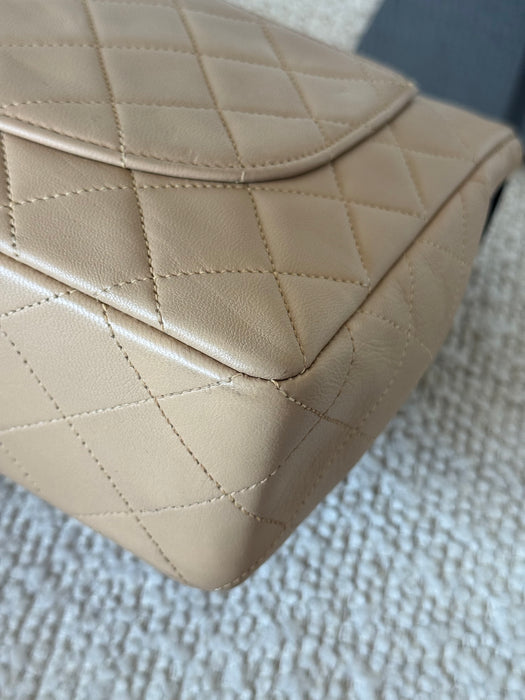 Chanel Square Beige Tier Quilted Flap
