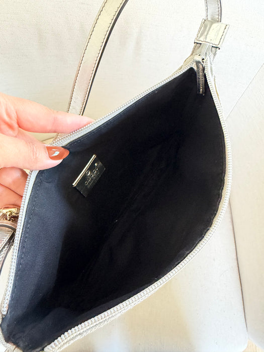 Gucci GG Metallic Silver Boat Pochette