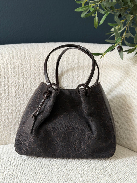 Gucci GG O Ring Chocolate Brown Tote