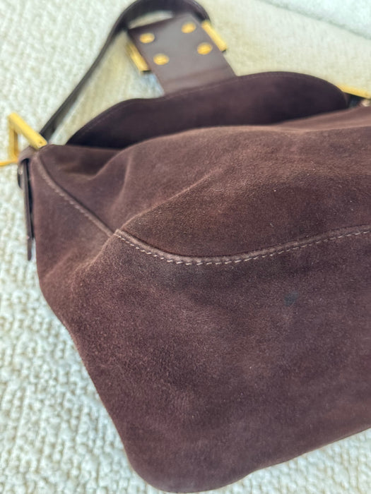 Fendi Suede Fold Over Baguette GHW