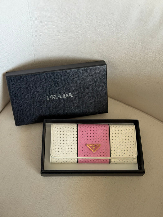 Prada Perforated Saffiano Long Wallet