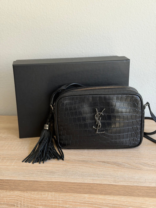 YSL Lou Croc Embossed Camera Crossbody
