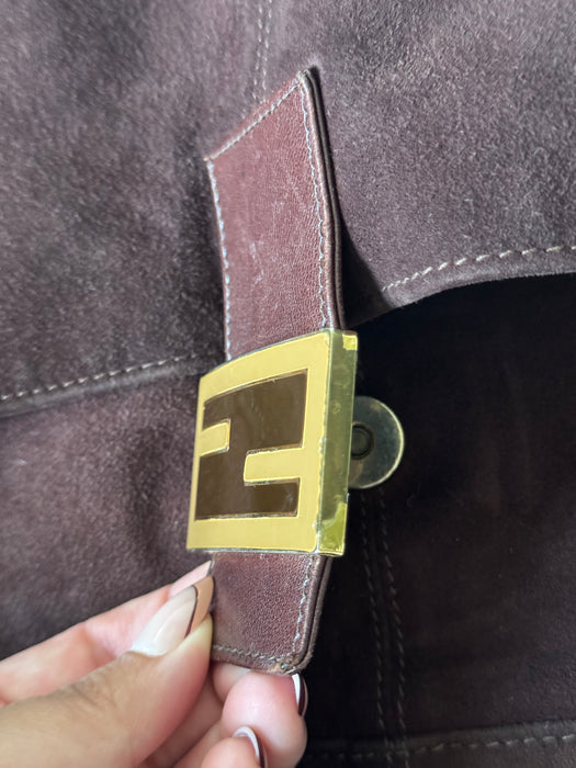 Fendi Suede Maxi Baguette
