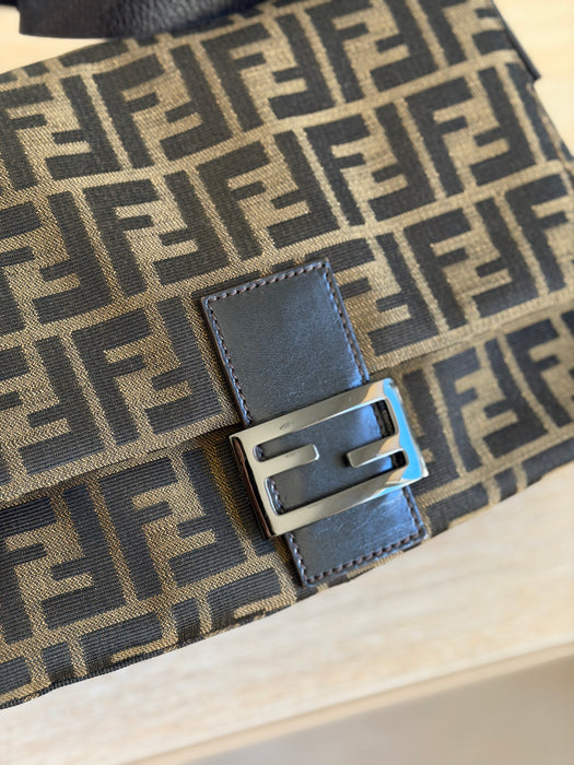 Fendi Zucca Baguette Rare Gunmetal hardware