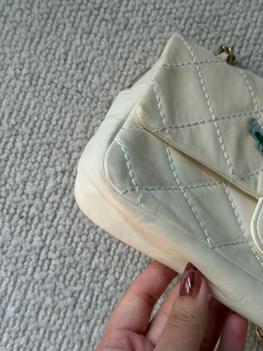 Chanel Wild Stitch Lambskin Flap with Rose Applique