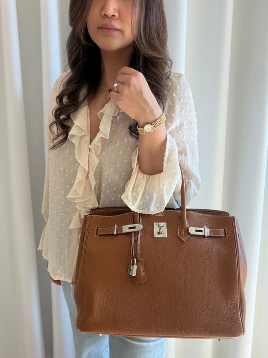 Birkin 35 in Togo gold with palladium hardware