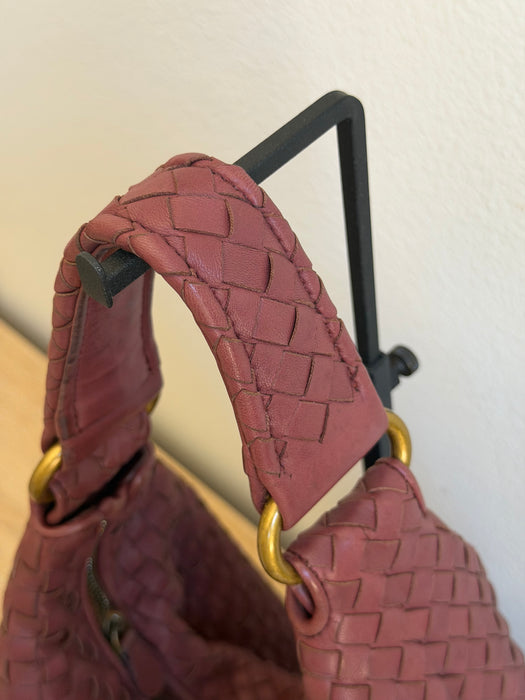Bottega Bordeaux Intrecciato Hobo