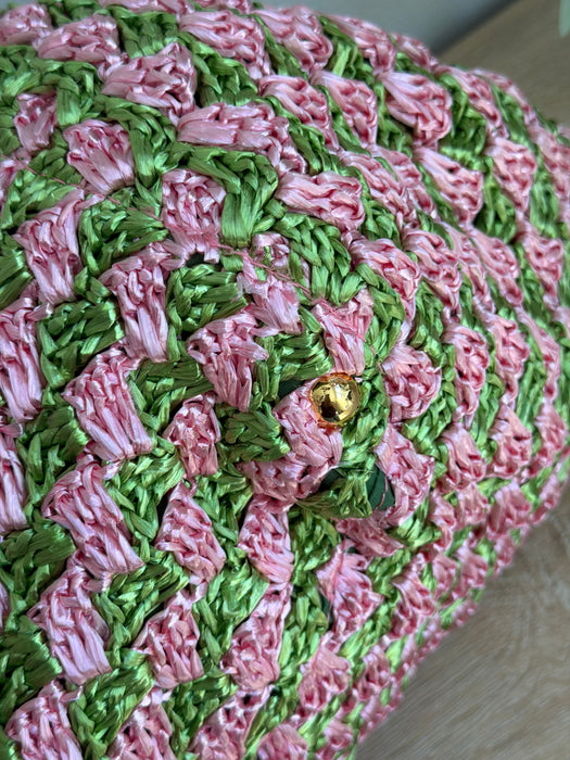 Prada Raffia Pink/Green Tote