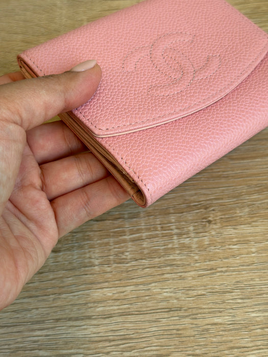 Chanel Pink Caviar Timeless CC Compact Wallet