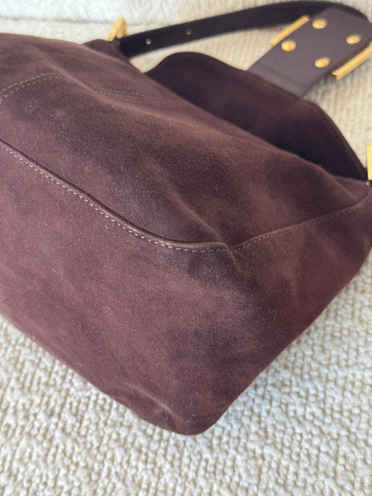 Fendi Suede Fold Over Baguette GHW