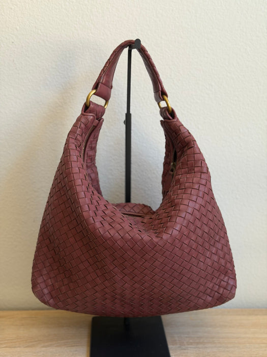 Bottega Bordeaux Intrecciato Hobo
