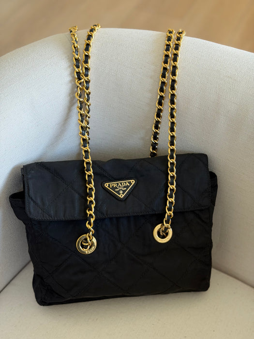 Prada Tessuto Blk/GHW Chain Bag