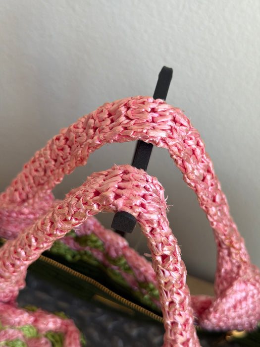 Prada Raffia Pink/Green Tote
