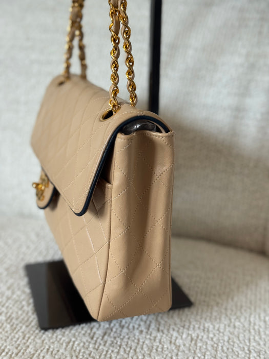 Chanel Square Beige Tier Quilted Flap